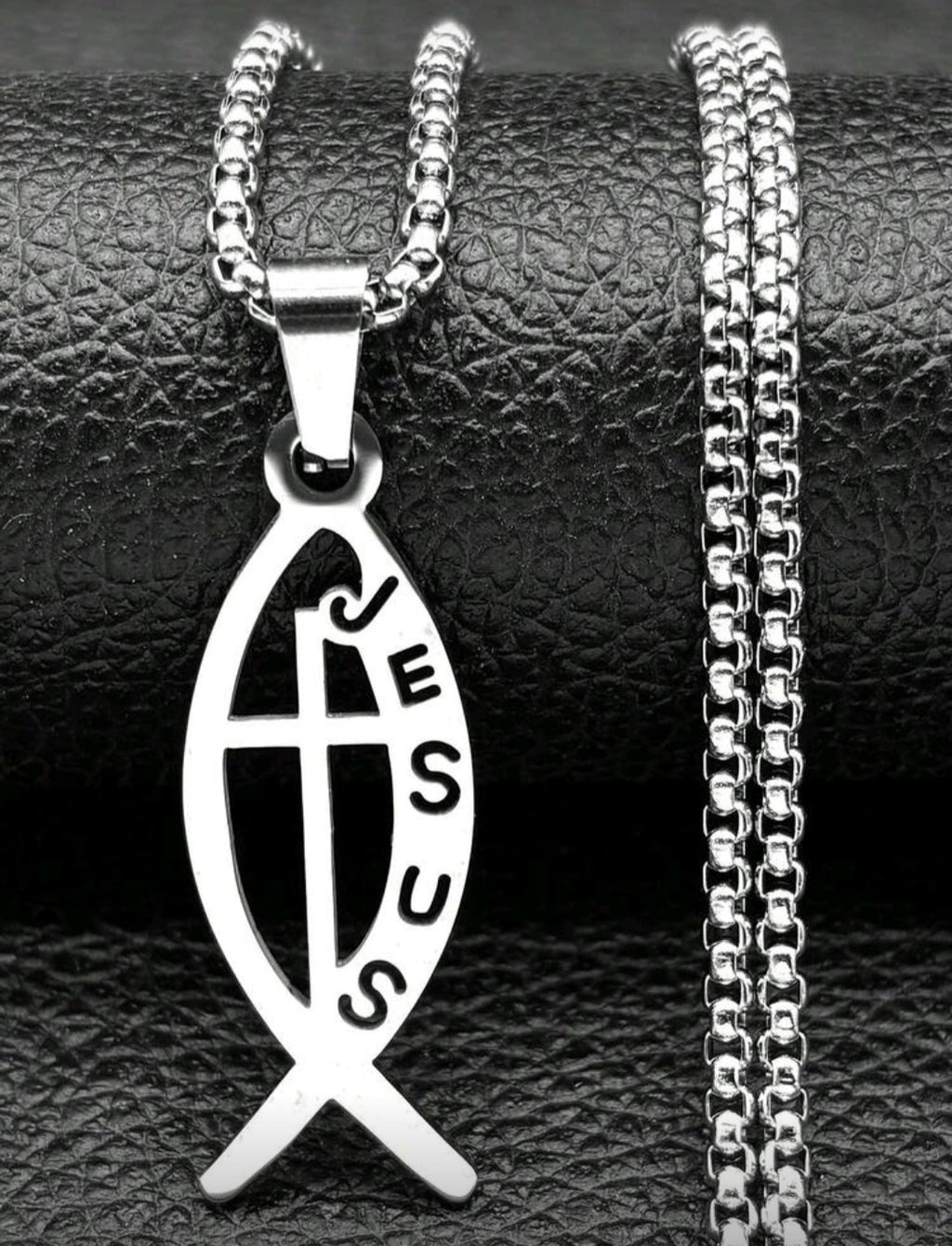 Men’s Jesus Fish Necklace – Stainless Steel Christian Faith Pendant