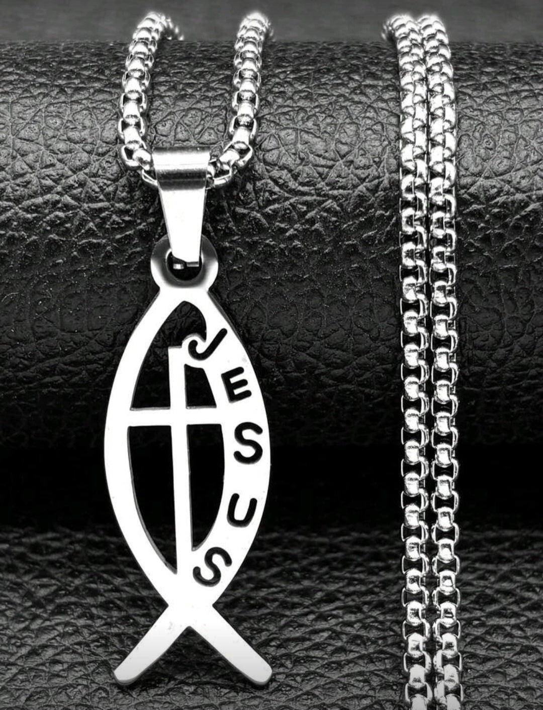Men’s Jesus Fish Necklace – Stainless Steel Christian Faith Pendant