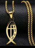 Men’s Jesus Fish Necklace – Stainless Steel Christian Faith Pendant