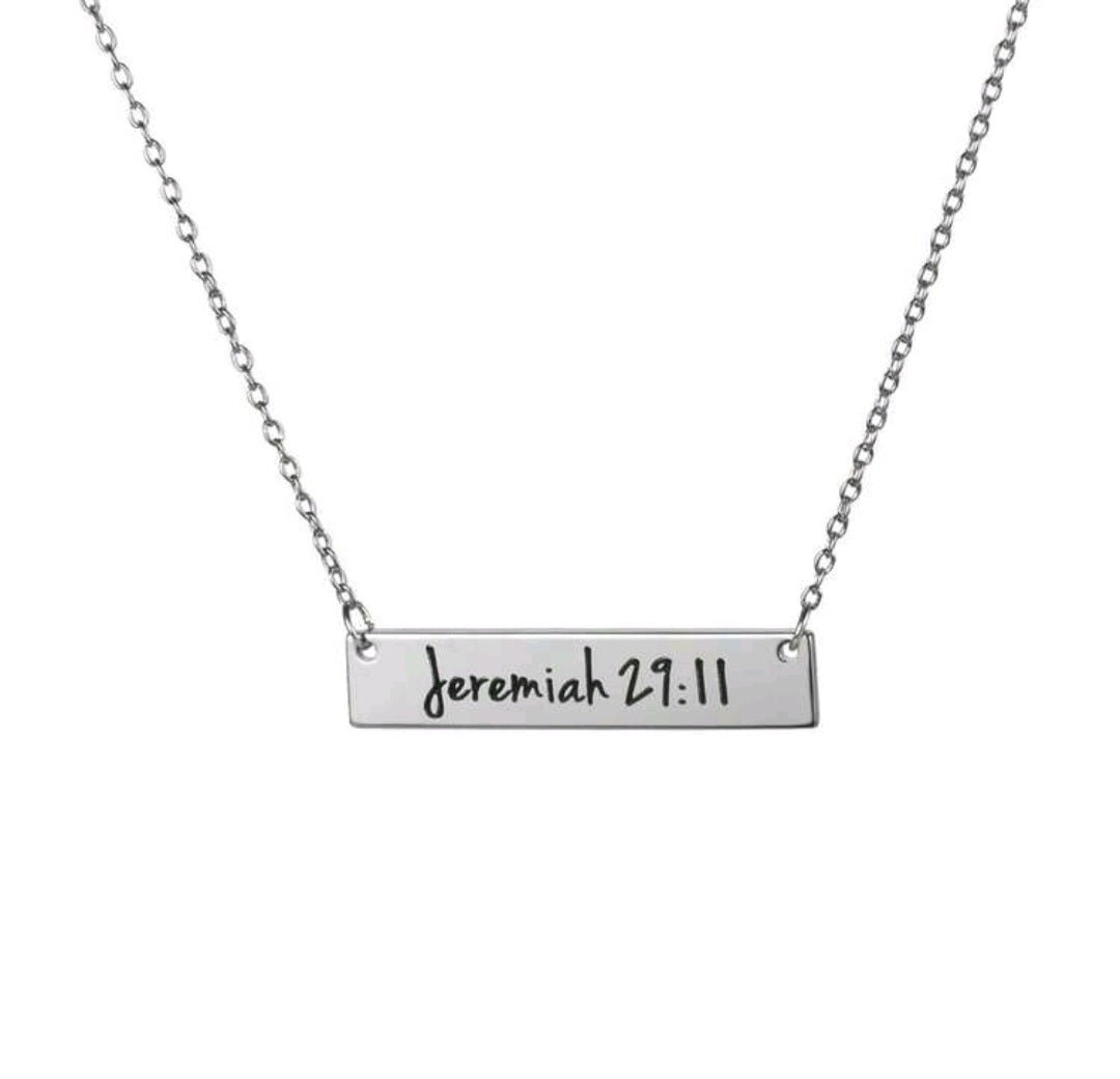 Jeremiah 29:11 Bar Necklace – Silver Stainless Steel (Women)