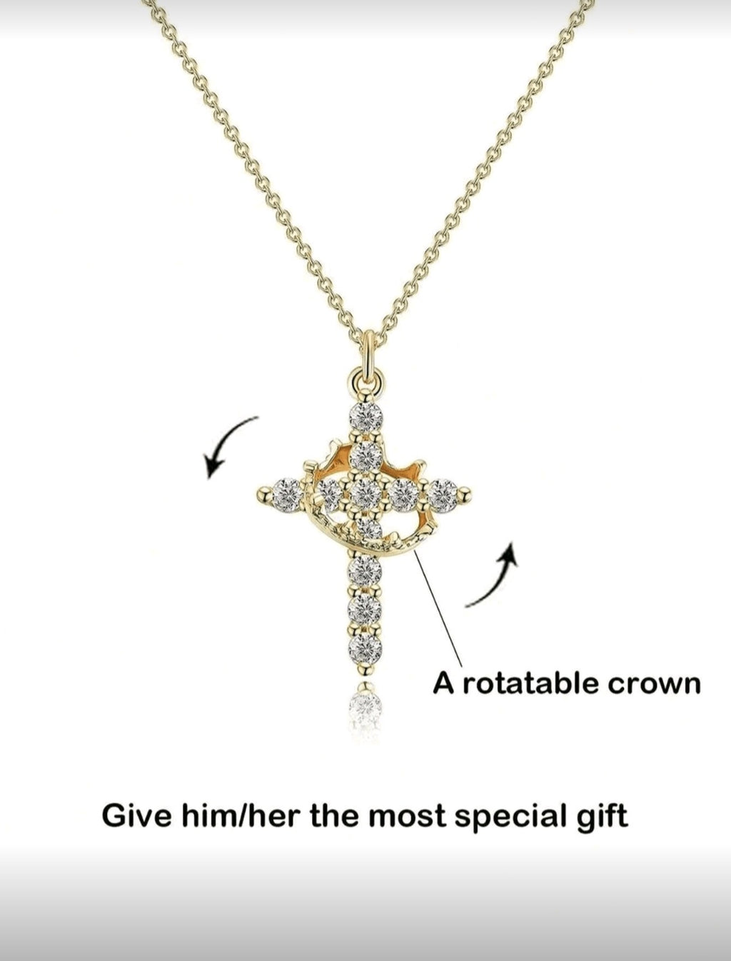 Cross Necklace with rotating crown
