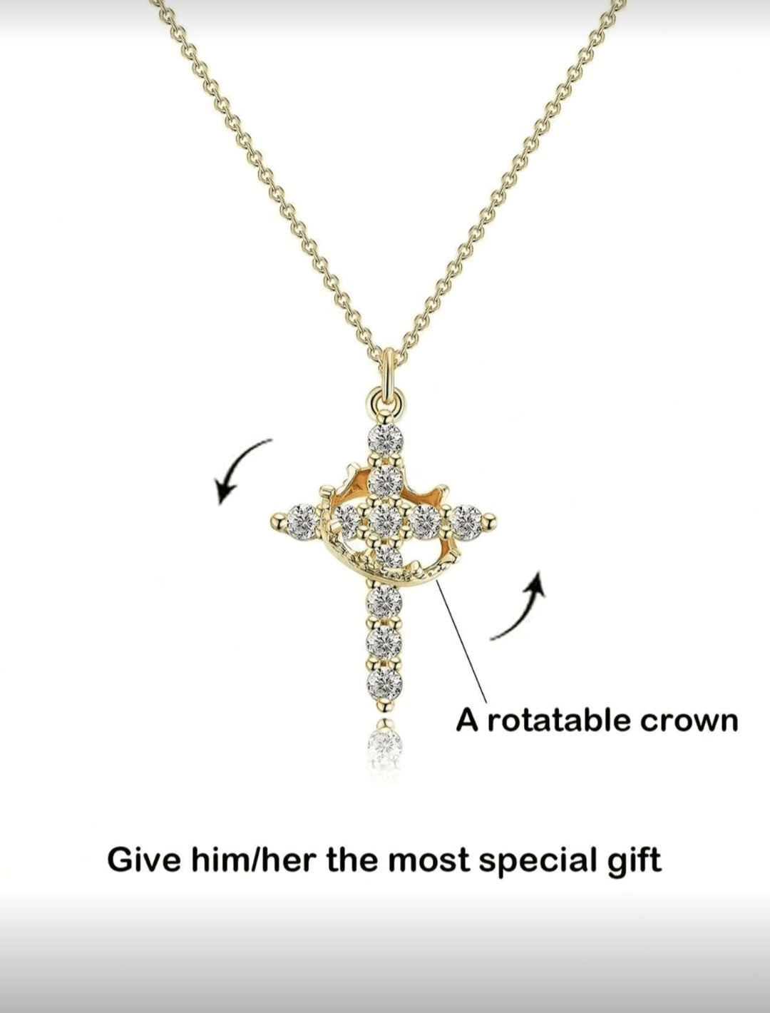 Cross Necklace with rotating crown